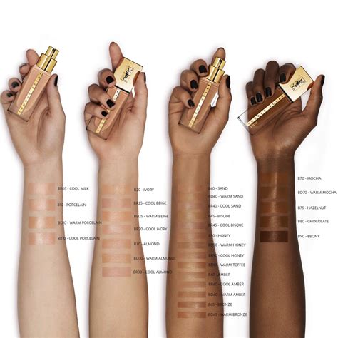 ysl all hours foundation shades swatches|YSL touche eclat foundation shades.